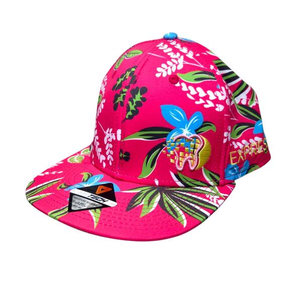 PUKKA Floral‎ Golf Hat Cap Plumeria Pink Tropical Course Palm Trees Snapback - Picture 1 of 9